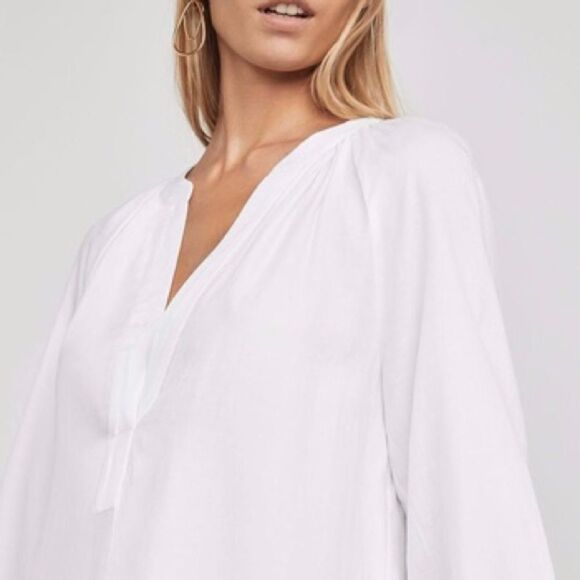 BCBGMAXAZRIA Roxanne Long Sleeve A-Line Mini Tunic Shift Dress White XS - Picture 5 of 5